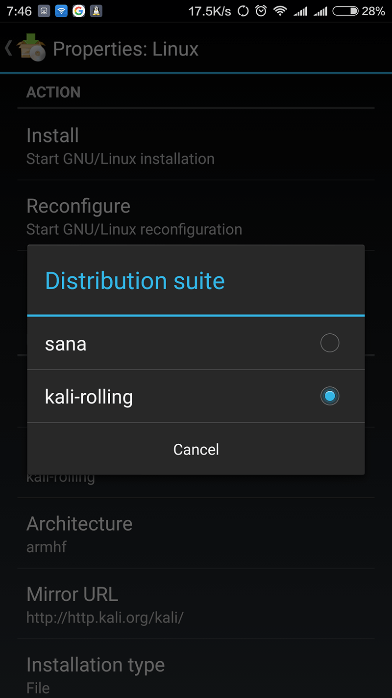 Kali linux on android phone
